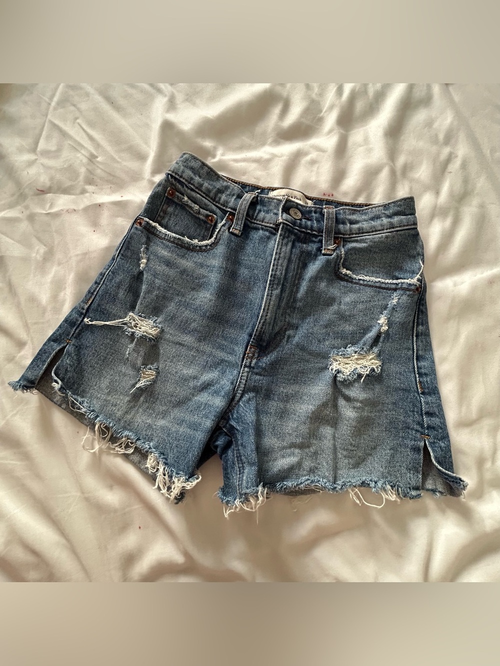 Abercrombie & Fitch Distressed Denim Cutoff Shorts - Blue Wash